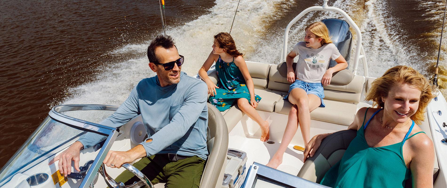 Family Enjoying their Key West Boat on Georgian Bay
