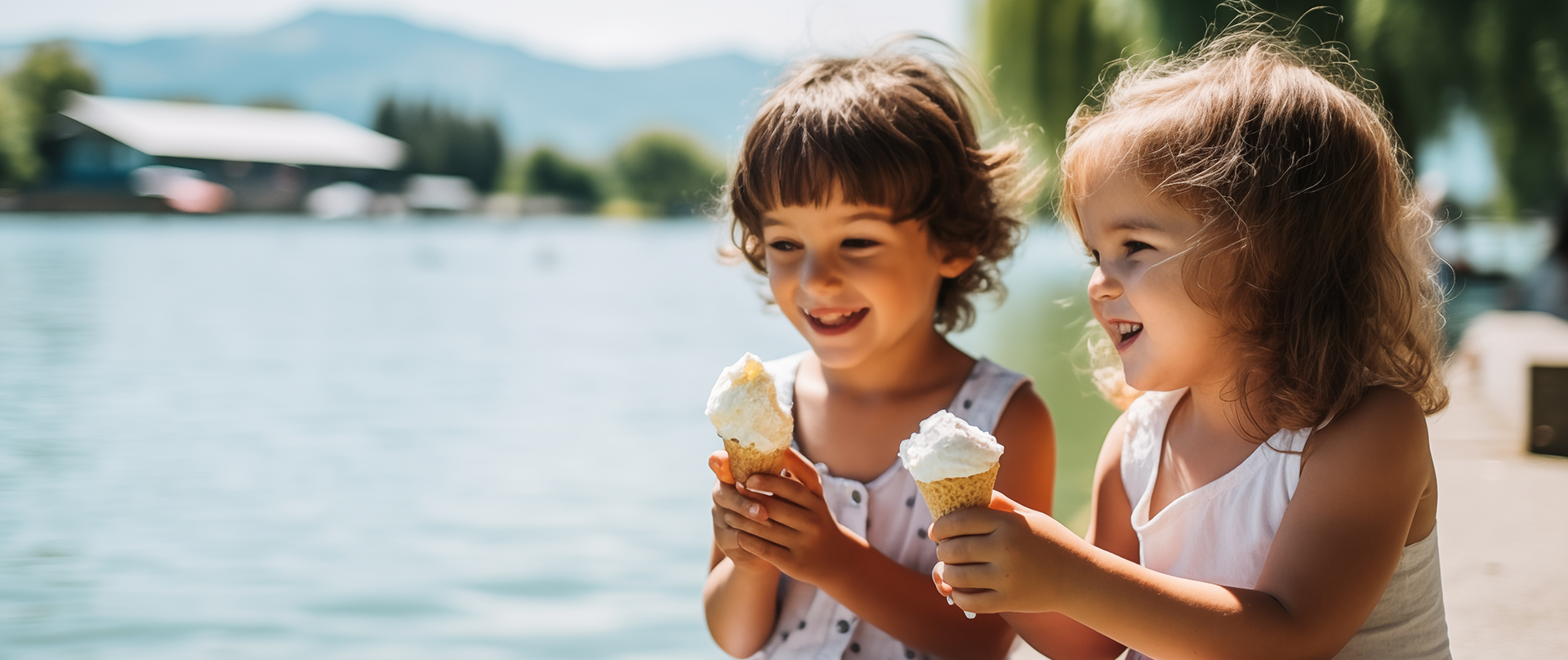 Kids eating ice cream at Desmasdons Boatworks